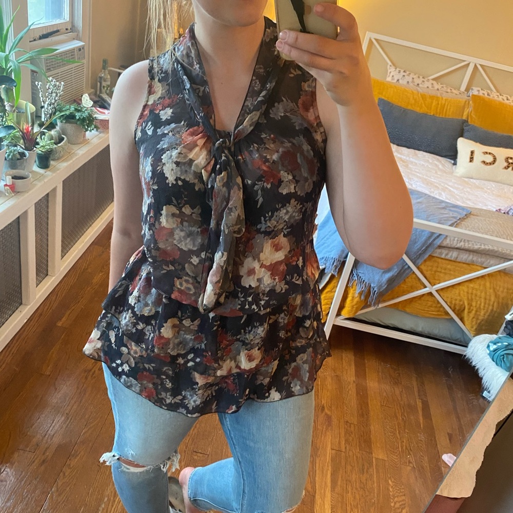 Tie-Front Floral Blouse